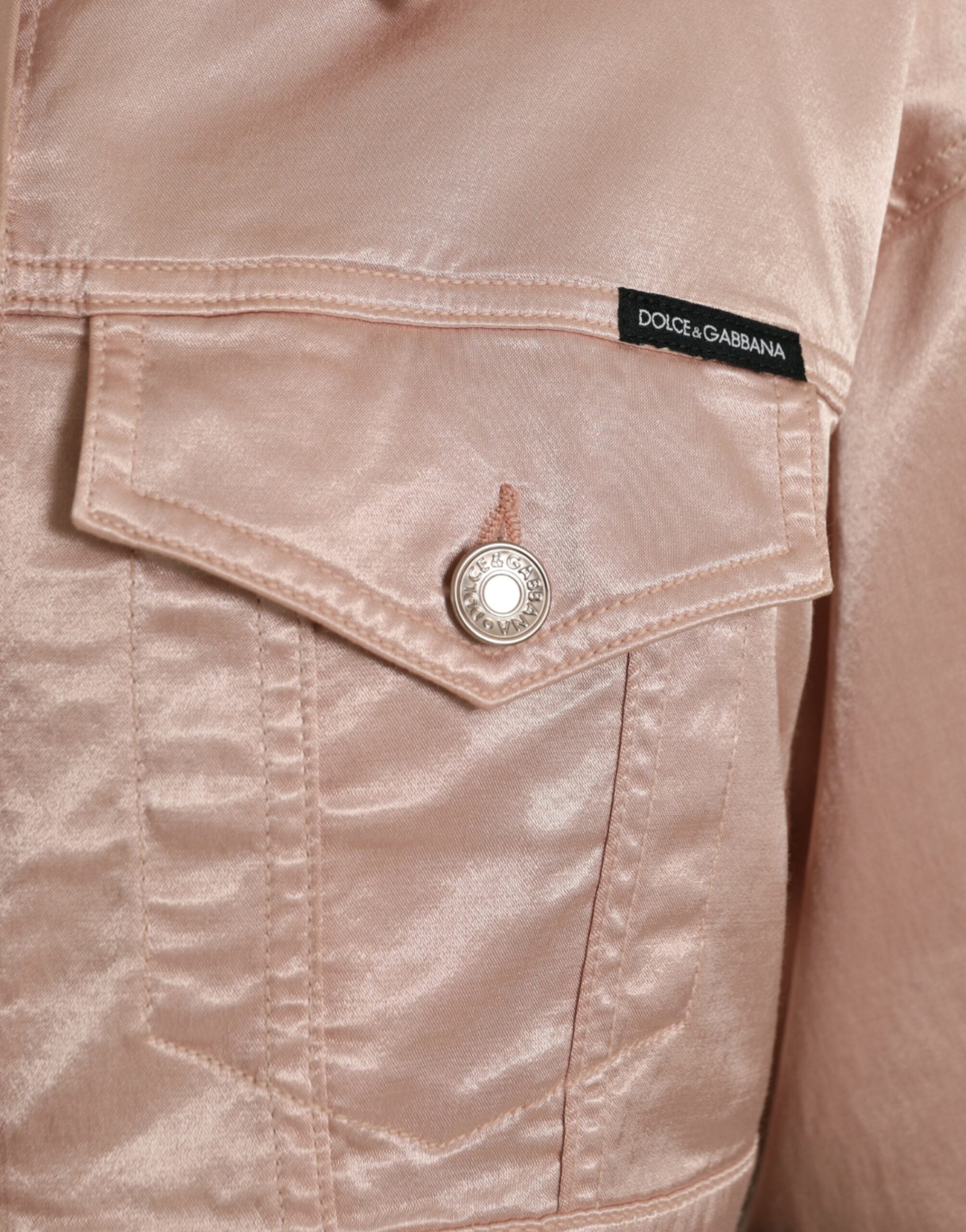 Dolce & Gabbana Dolce & Gabbana Pink Cotton Stretch Collared Cropped Women's Jacket