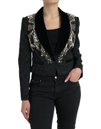 Dolce & Gabbana Dolce & Gabbana Black Crystal Embellished Overcoat Women's Jacket