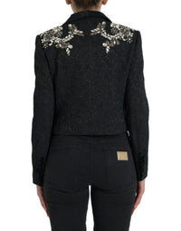 Dolce & Gabbana Dolce & Gabbana Black Crystal Embellished Overcoat Women's Jacket