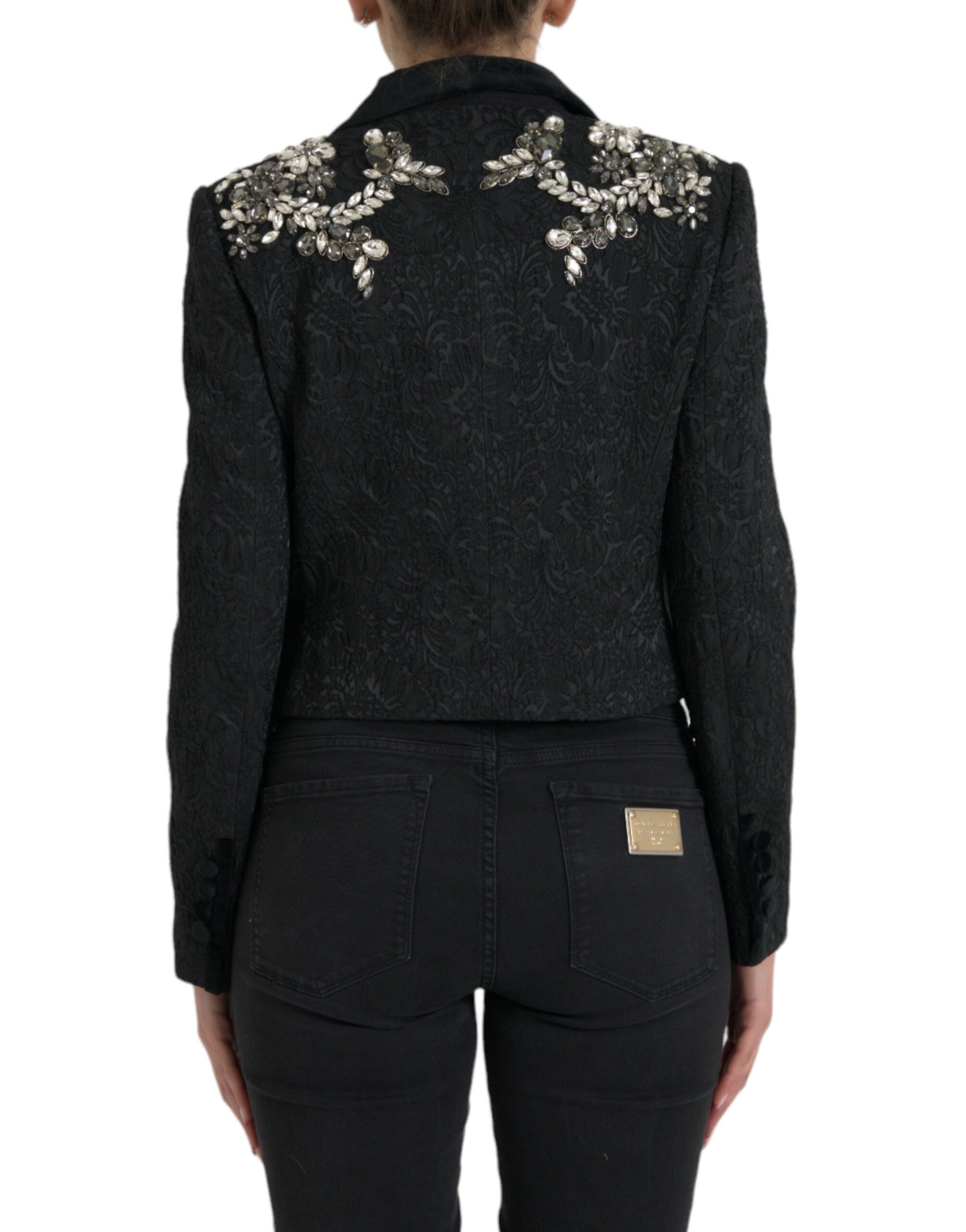 Dolce & Gabbana Dolce & Gabbana Black Crystal Embellished Overcoat Women's Jacket
