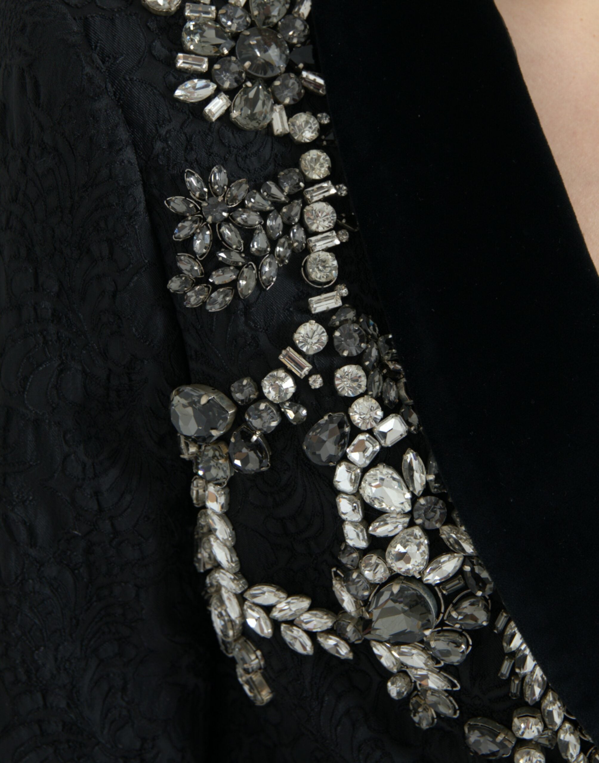 Dolce & Gabbana Dolce & Gabbana Black Crystal Embellished Overcoat Women's Jacket