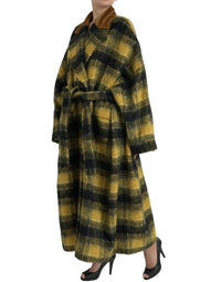 Dolce & Gabbana Dolce & Gabbana Yellow Checkered Long Sleeve Coat Women's Jacket
