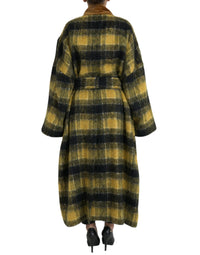 Dolce & Gabbana Dolce & Gabbana Yellow Checkered Long Sleeve Coat Women's Jacket