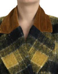 Dolce & Gabbana Dolce & Gabbana Yellow Checkered Long Sleeve Coat Women's Jacket
