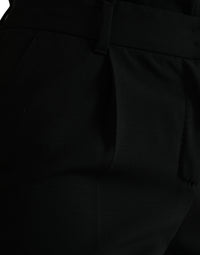 Dolce & Gabbana Black Wool Mid Waist Tapered Women's Pants