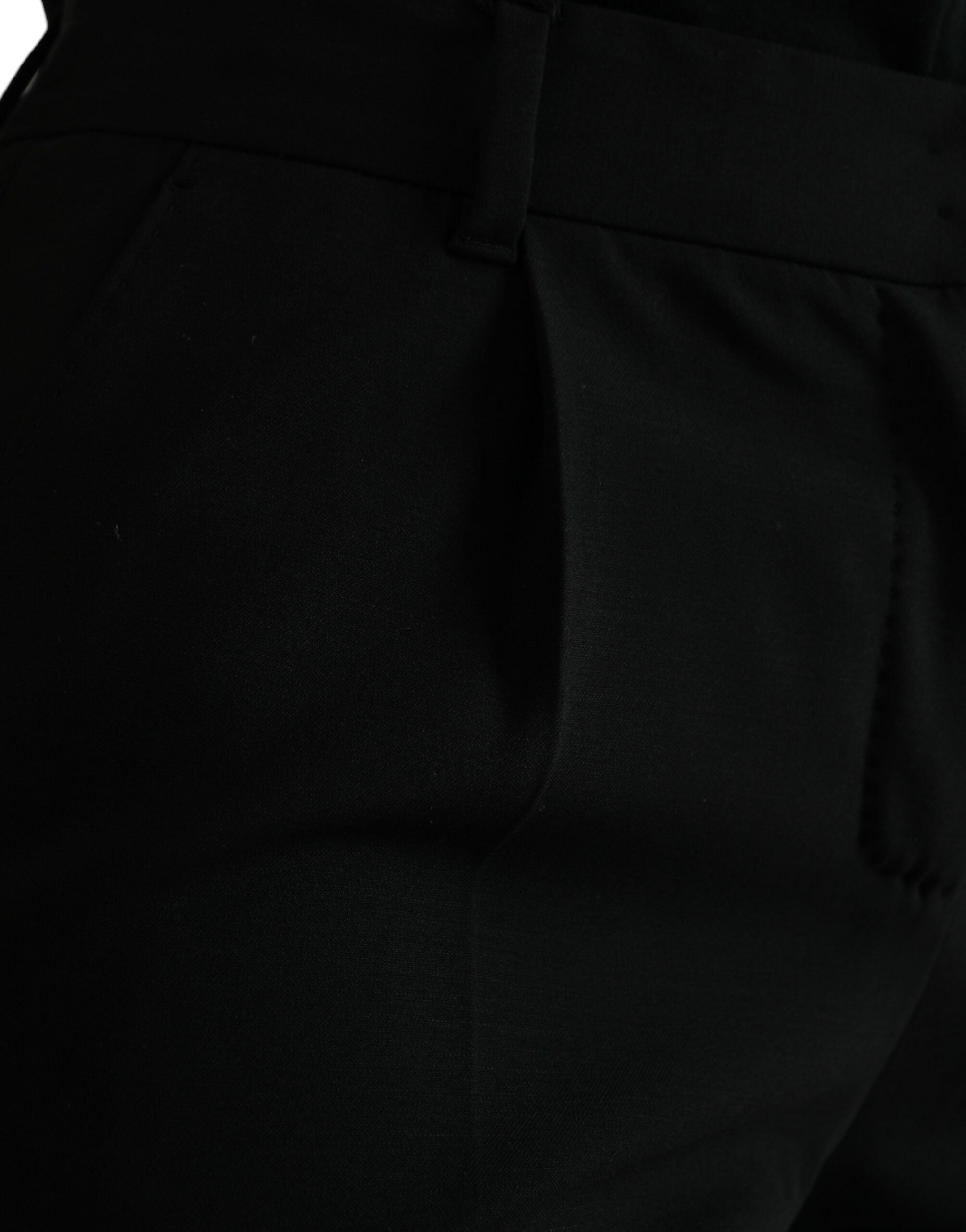 Dolce & Gabbana Black Wool Mid Waist Tapered Women's Pants