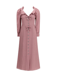 Alessandra Rich Women Polka Dot Midi Dress With Ruffles