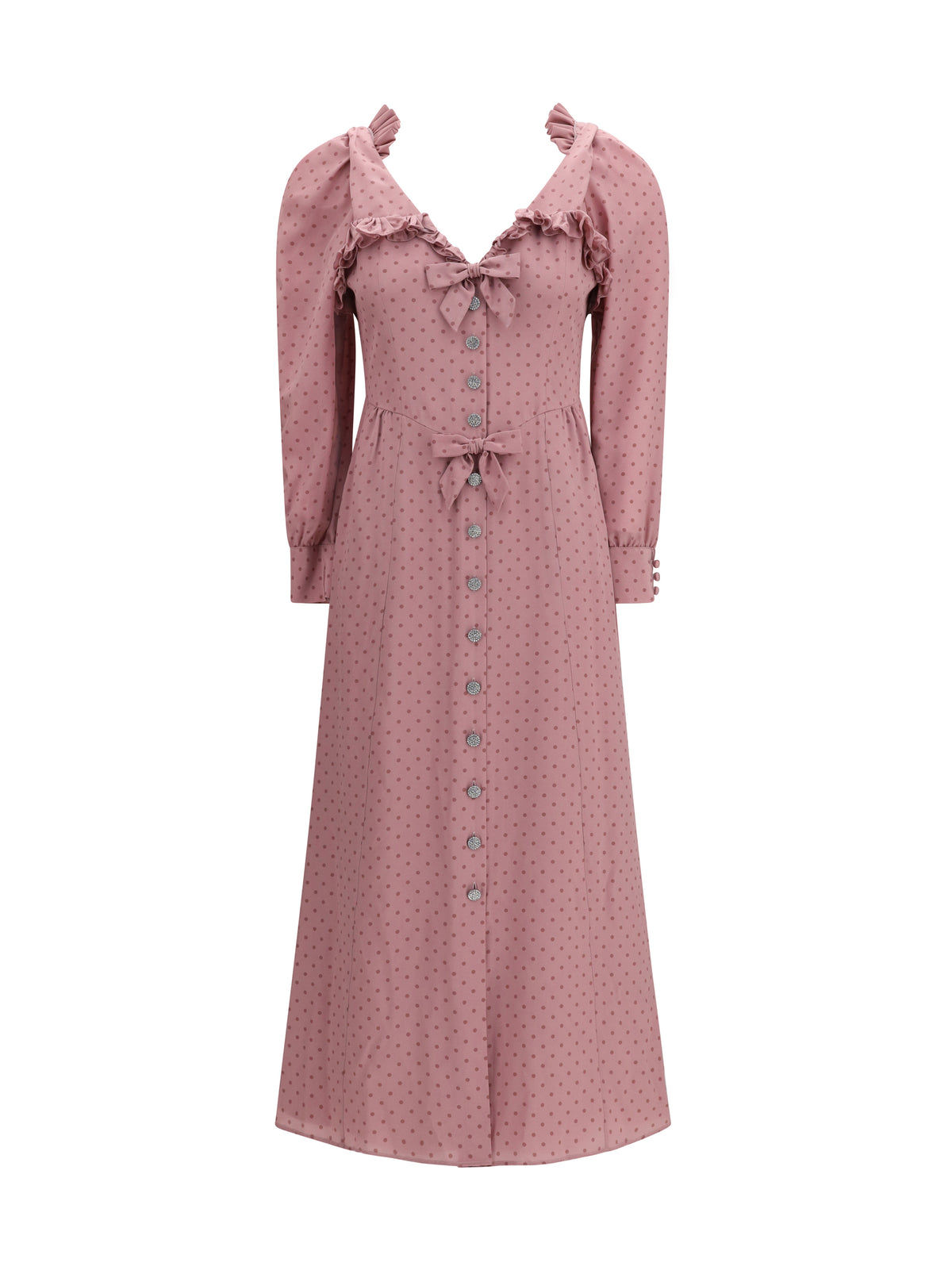 Alessandra Rich Women Polka Dot Midi Dress With Ruffles