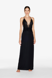 La Perla Honeycomb Shadows Long Silk Nightgown With Leavers Lace