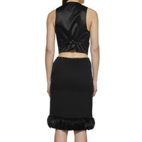 Saint Laurent Saint Laurent Feathers Trim Silk Skirt Women
