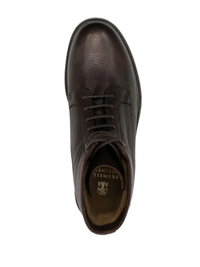 Brunello Cucinelli Pebbled Shearling Leather Lace-Up Lug Sole Boots