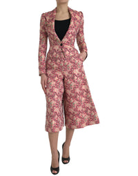 Dolce & Gabbana Dolce & Gabbana Pink Floral Jacquard Slim Fit 2 Piece Women's Suit