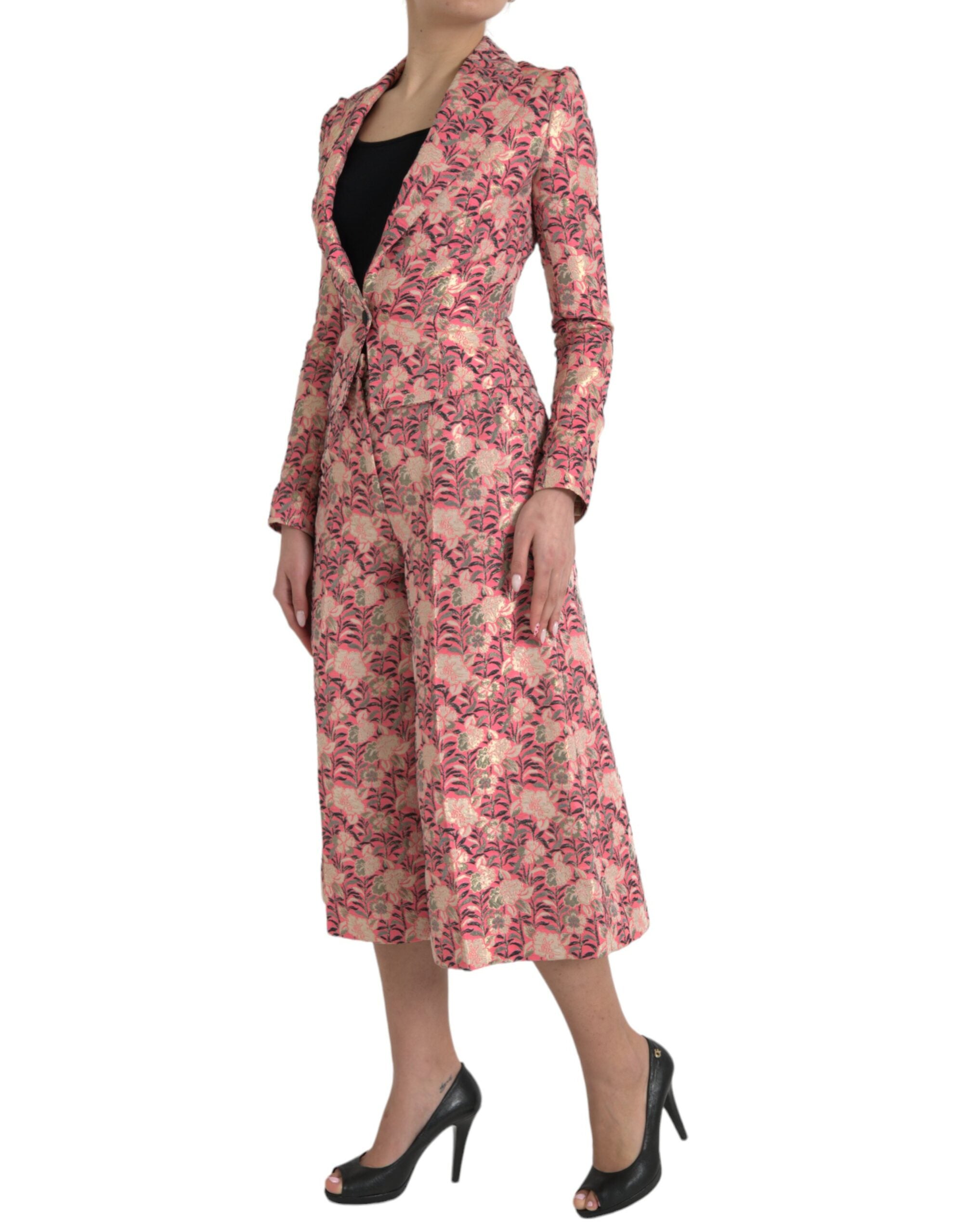 Dolce & Gabbana Dolce & Gabbana Pink Floral Jacquard Slim Fit 2 Piece Women's Suit