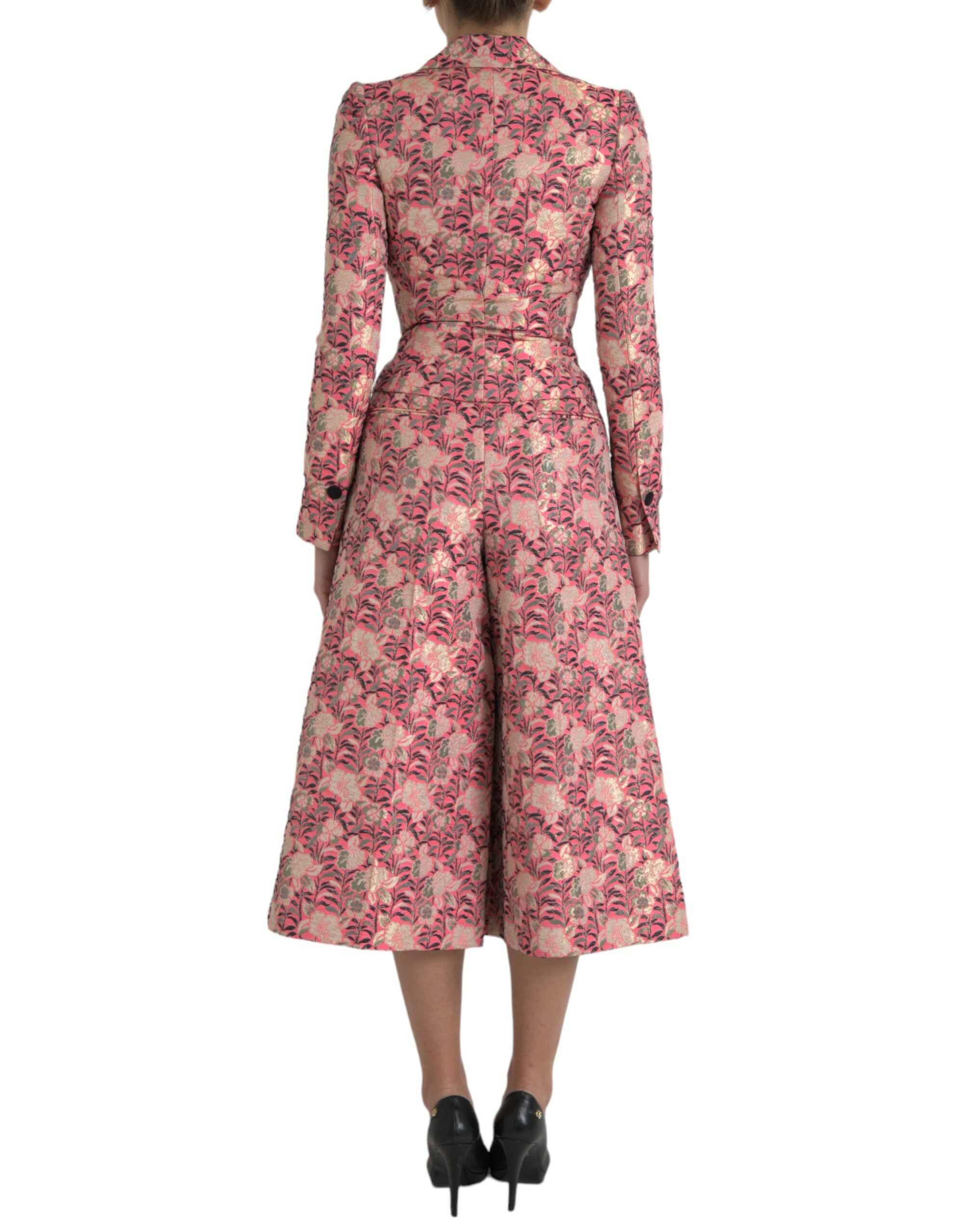 Dolce & Gabbana Dolce & Gabbana Pink Floral Jacquard Slim Fit 2 Piece Women's Suit