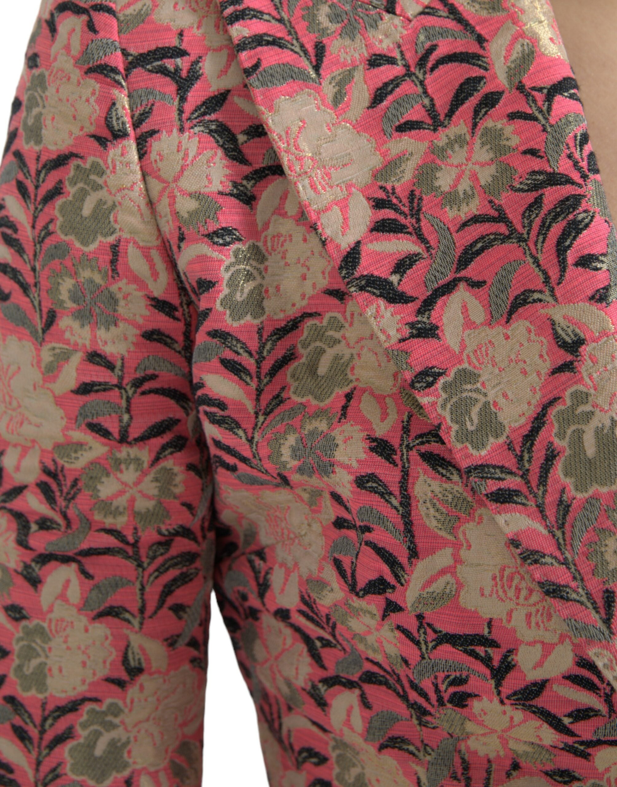 Dolce & Gabbana Dolce & Gabbana Pink Floral Jacquard Slim Fit 2 Piece Women's Suit