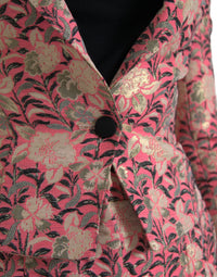 Dolce & Gabbana Dolce & Gabbana Pink Floral Jacquard Slim Fit 2 Piece Women's Suit