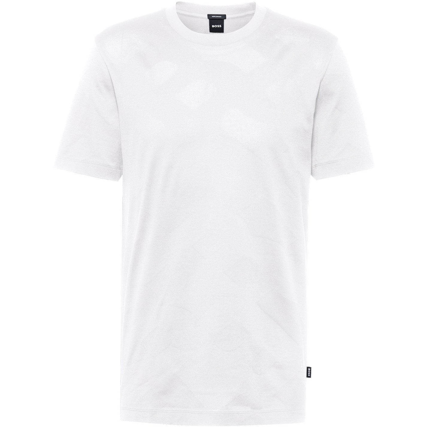 Hugo Boss Men's Tiburt 355 White Jacquard Logo Short Sleeve Crew Neck T-Shirt White