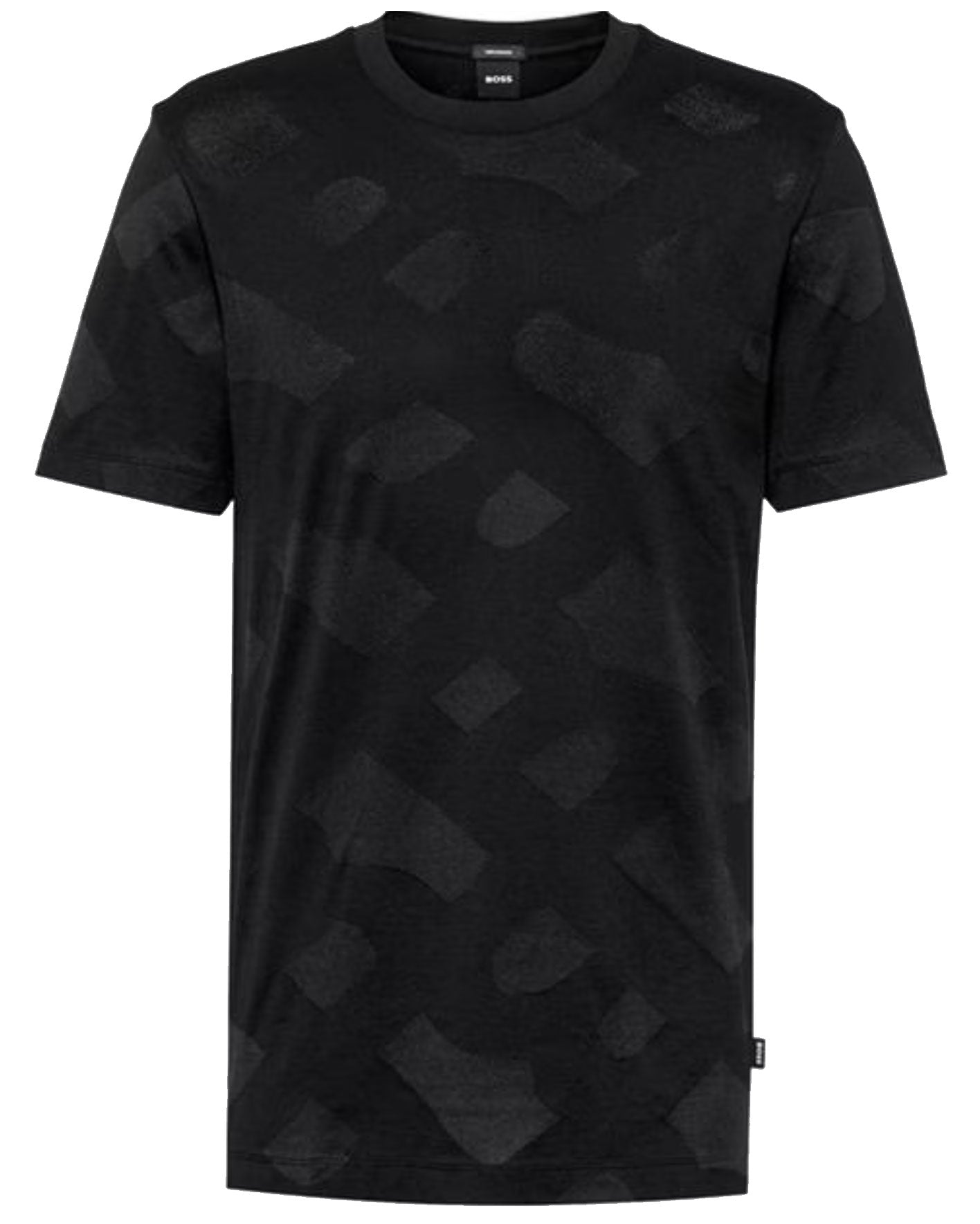 Hugo Boss Men's Tiburt 355 Black Jacquard Logo Short Sleeve Crew Neck T-Shirt S Black