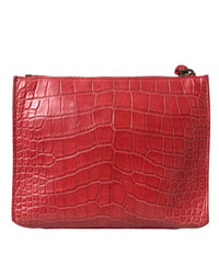 Balenciaga Red Exotic Skin Leather Classic Pouch Purse Wristlet Women's Bag