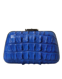 Balenciaga Blue Exotic Skin Leather Shoulder Crossbody Box Clutch Women's Bag