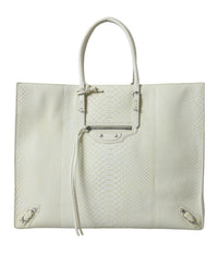 Balenciaga White Yellow Exotic Skin Leather Shopping Tote PAPIER Women's Bag