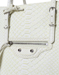 Balenciaga White Yellow Exotic Skin Leather Shopping Tote PAPIER Women's Bag