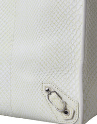 Balenciaga White Yellow Exotic Skin Leather Shopping Tote PAPIER Women's Bag
