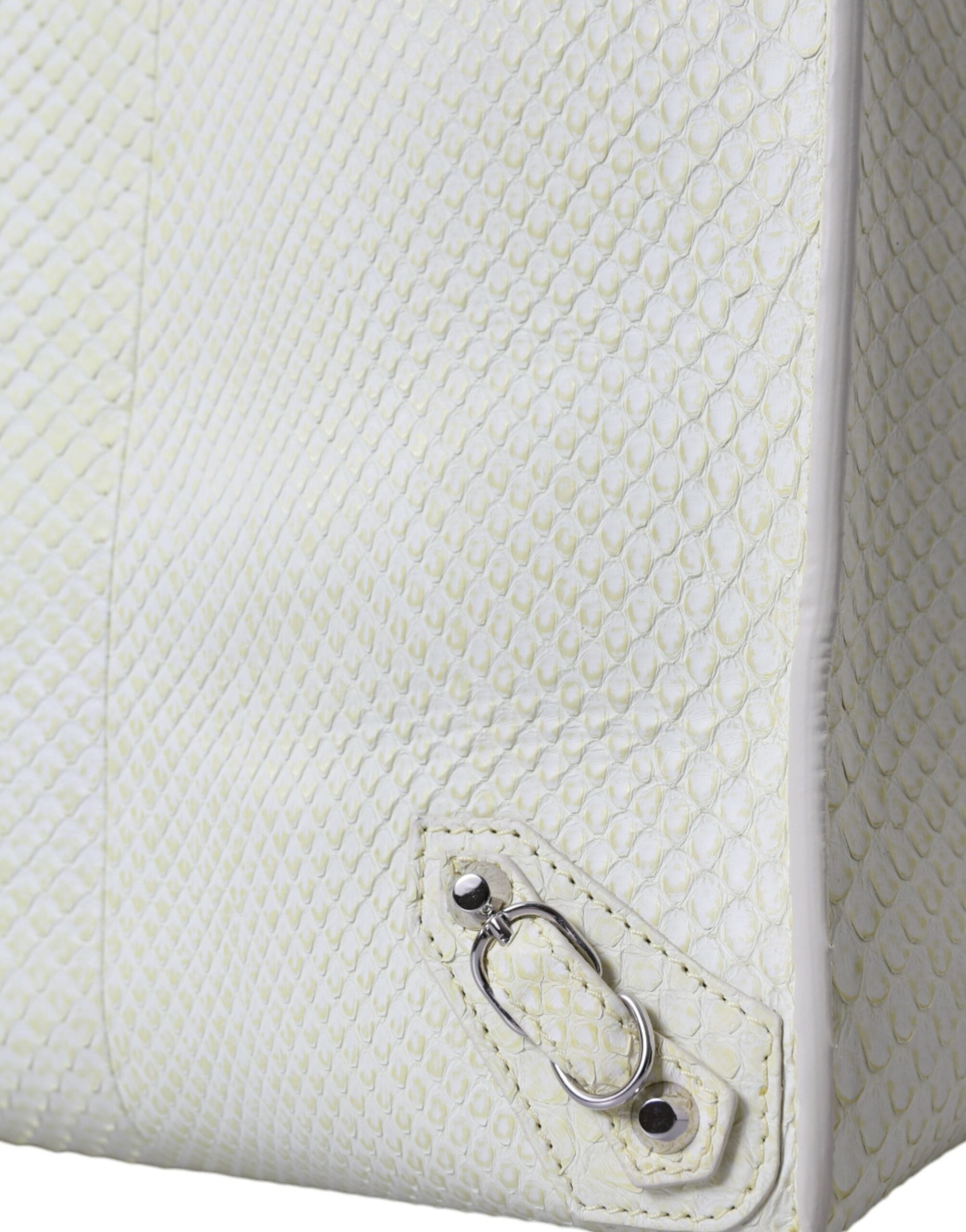 Balenciaga White Yellow Exotic Skin Leather Shopping Tote PAPIER Women's Bag