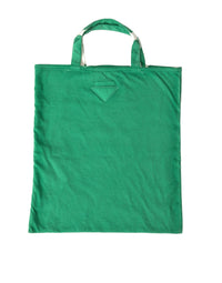 Prada Green Jersey Fabric Logo Shoulder Shopping Tote Shopping Women's Bag