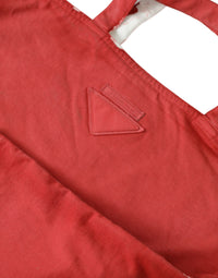 Prada Red Jersey Fabric Logo Shoulder Shopping Tote Women's Bag