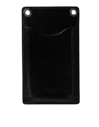Dolce & Gabbana Wallet Black Horse Leather Zip Logo Cross Body Phone Men's Slot