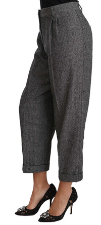 Dolce & Gabbana Gray Wool Pleated Cropped Trouser Women's Pants