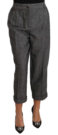 Dolce & Gabbana Gray Wool Pleated Cropped Trouser Women's Pants