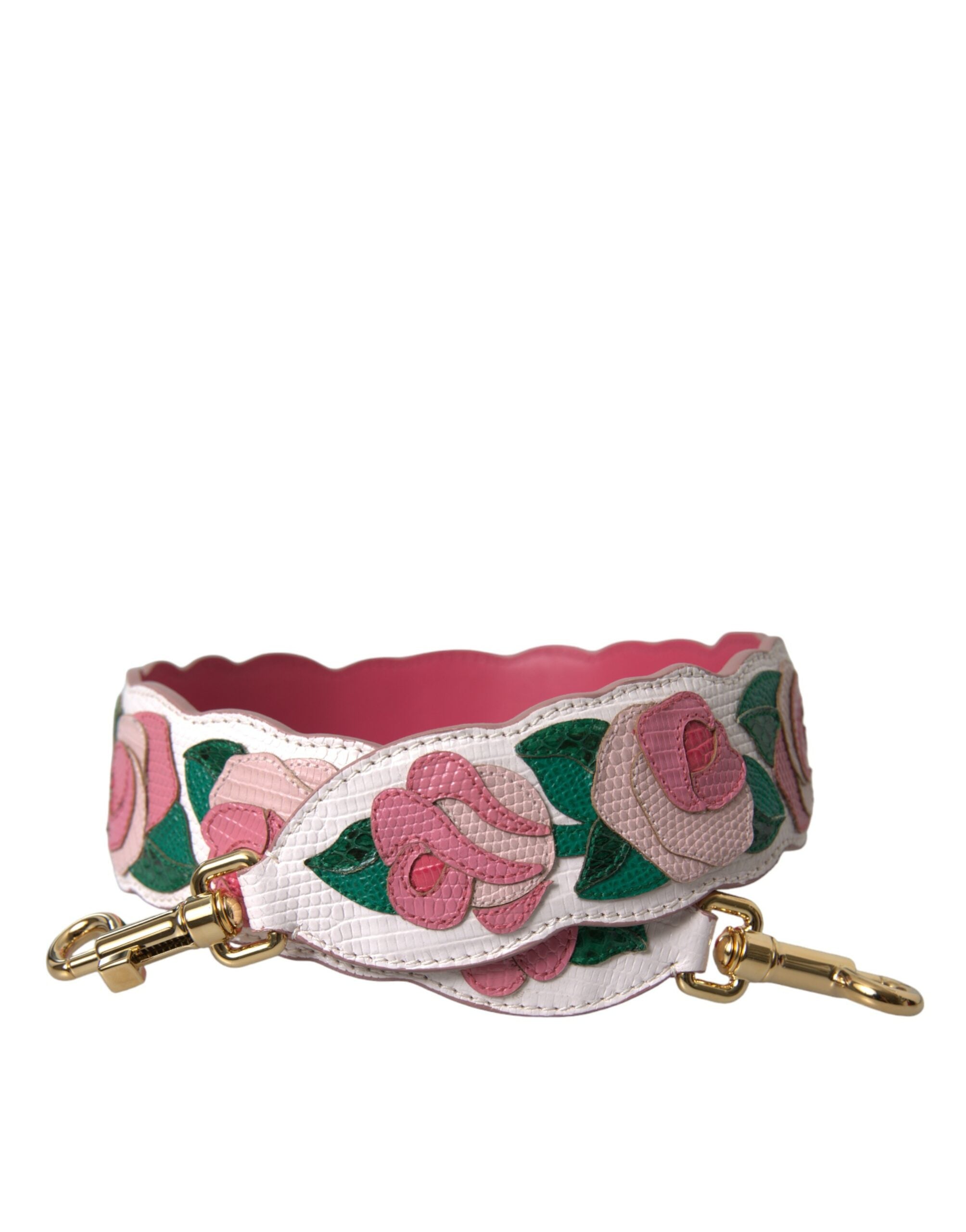 Dolce & Gabbana Dolce & Gabbana White Floral Leather Accessory Shoulder Women's Strap