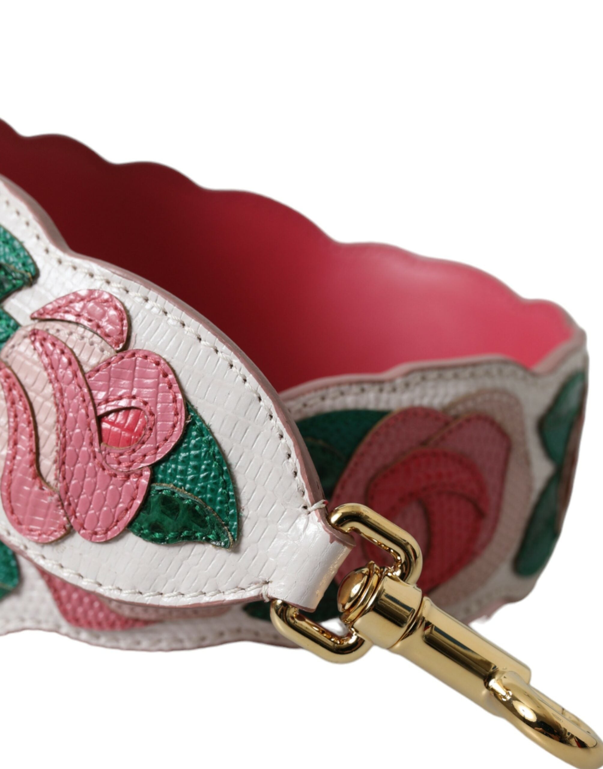 Dolce & Gabbana Dolce & Gabbana White Floral Leather Accessory Shoulder Women's Strap