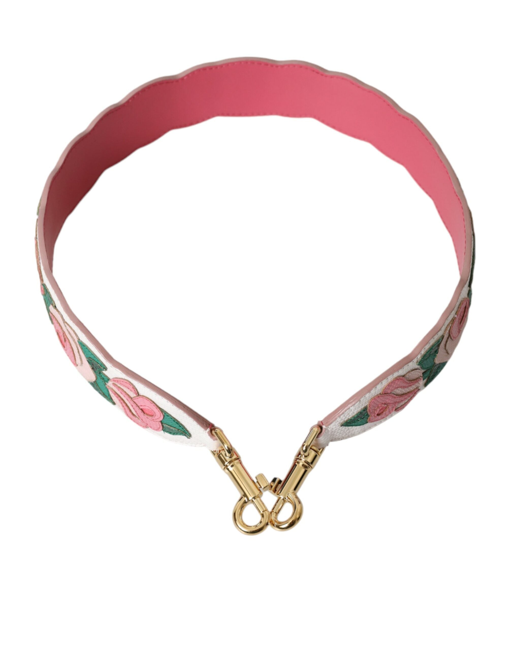 Dolce & Gabbana Dolce & Gabbana White Floral Leather Accessory Shoulder Women's Strap