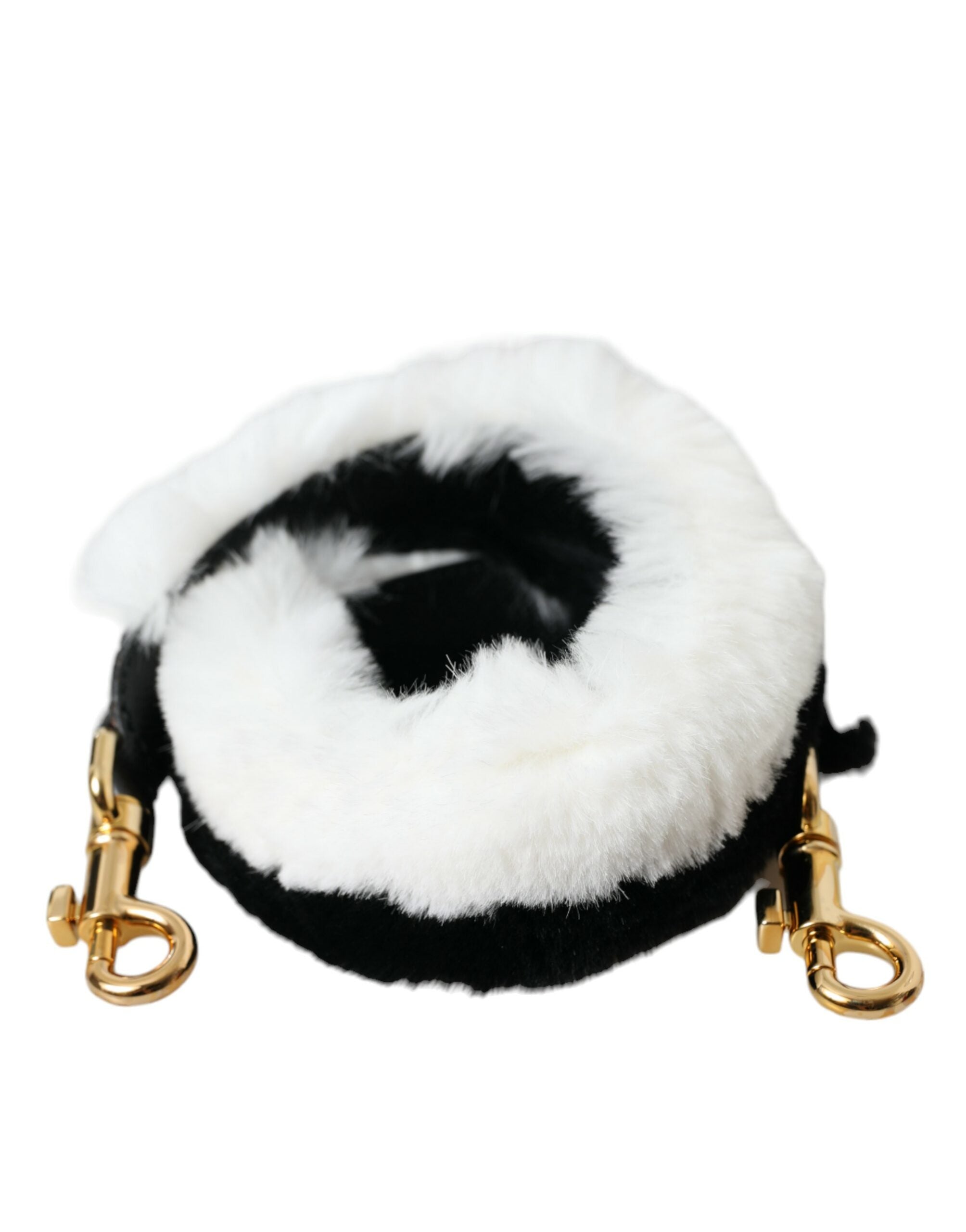 Dolce & Gabbana Dolce & Gabbana Black White Lapin Fur Accessory Shoulder Women's Strap