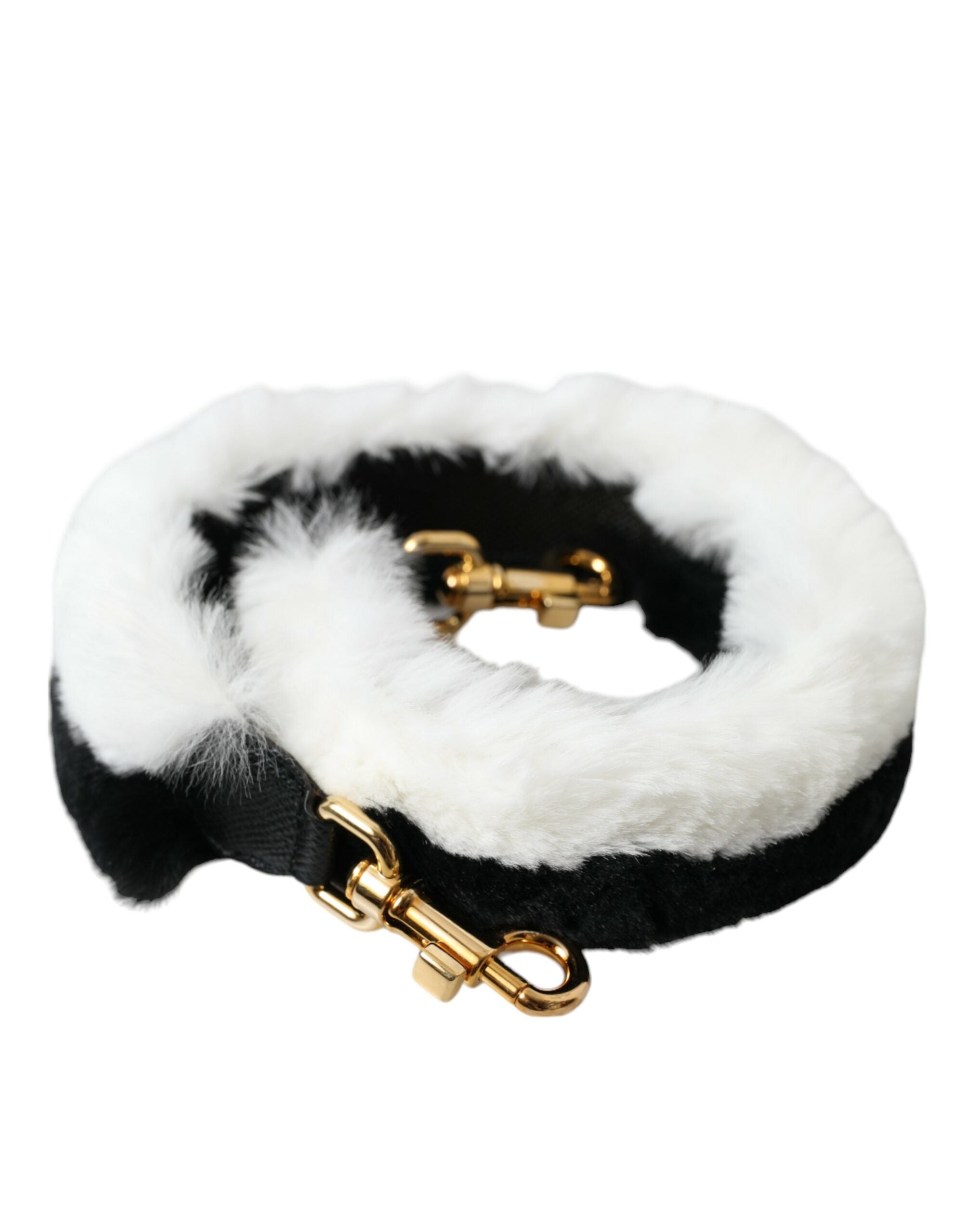 Dolce & Gabbana Dolce & Gabbana Black White Lapin Fur Accessory Shoulder Women's Strap