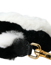 Dolce & Gabbana Dolce & Gabbana Black White Lapin Fur Accessory Shoulder Women's Strap