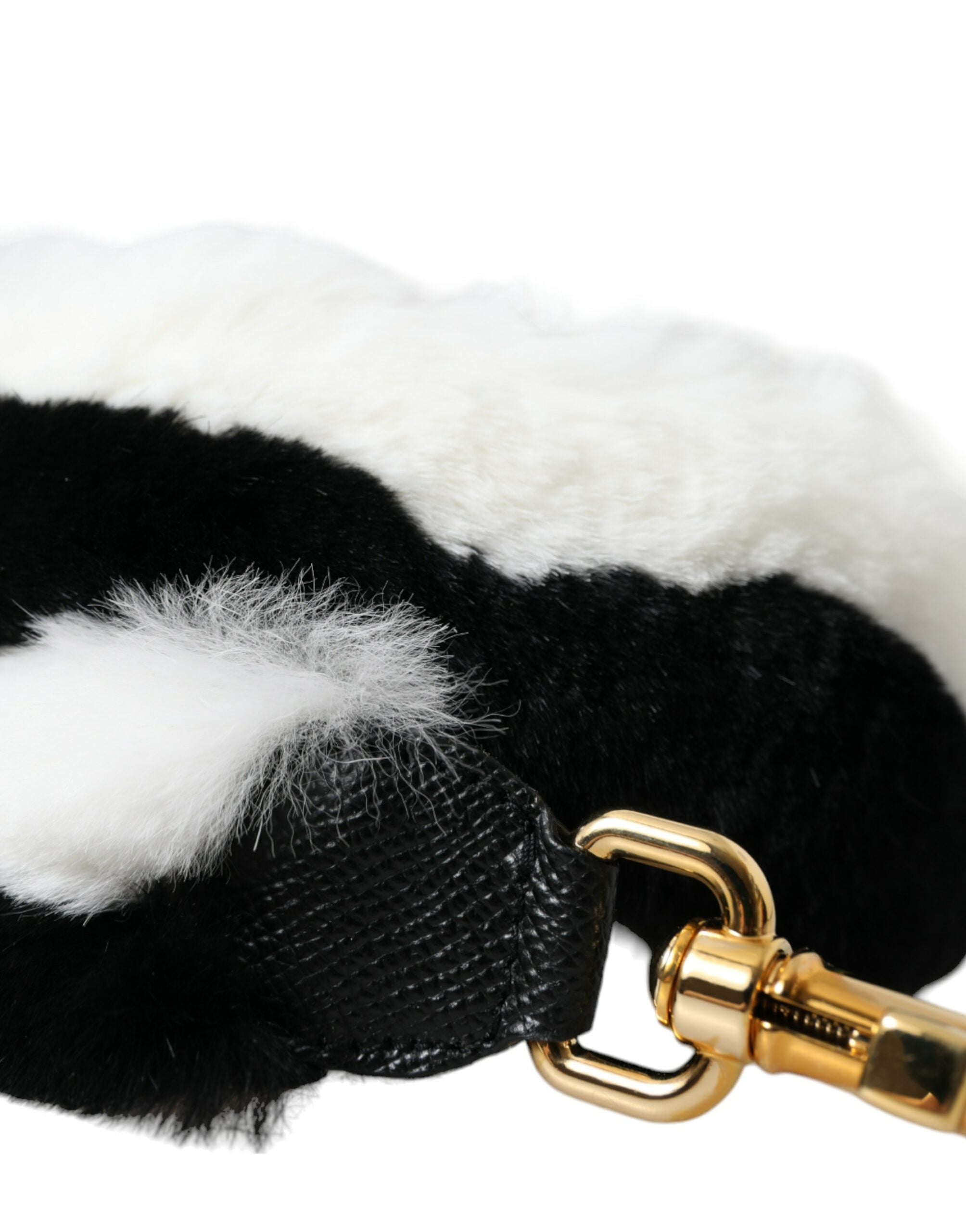 Dolce & Gabbana Dolce & Gabbana Black White Lapin Fur Accessory Shoulder Women's Strap