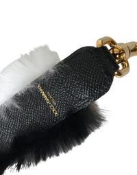 Dolce & Gabbana Dolce & Gabbana Black White Lapin Fur Accessory Shoulder Women's Strap