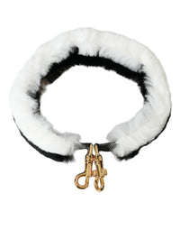 Dolce & Gabbana Dolce & Gabbana Black White Lapin Fur Accessory Shoulder Women's Strap