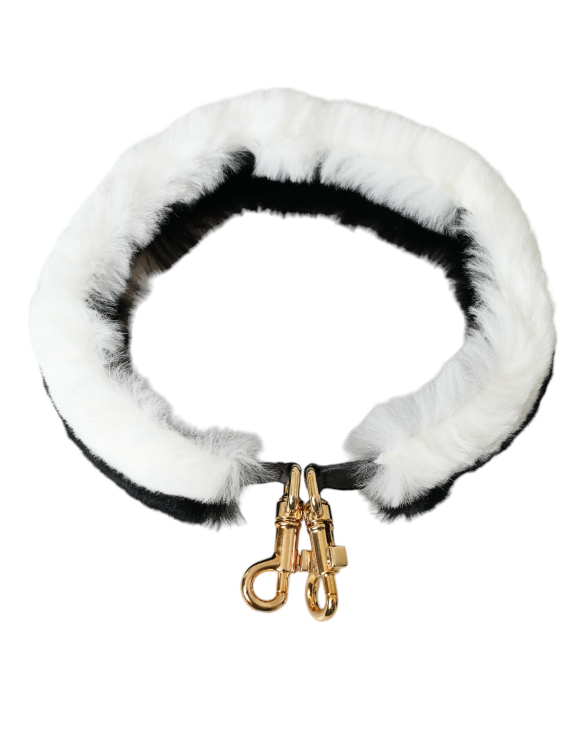 Dolce & Gabbana Dolce & Gabbana Black White Lapin Fur Accessory Shoulder Women's Strap