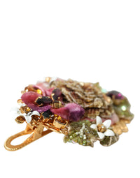 Dolce & Gabbana Dolce & Gabbana Gold Brass Floral Crystal Sequined Hair Women's Clip