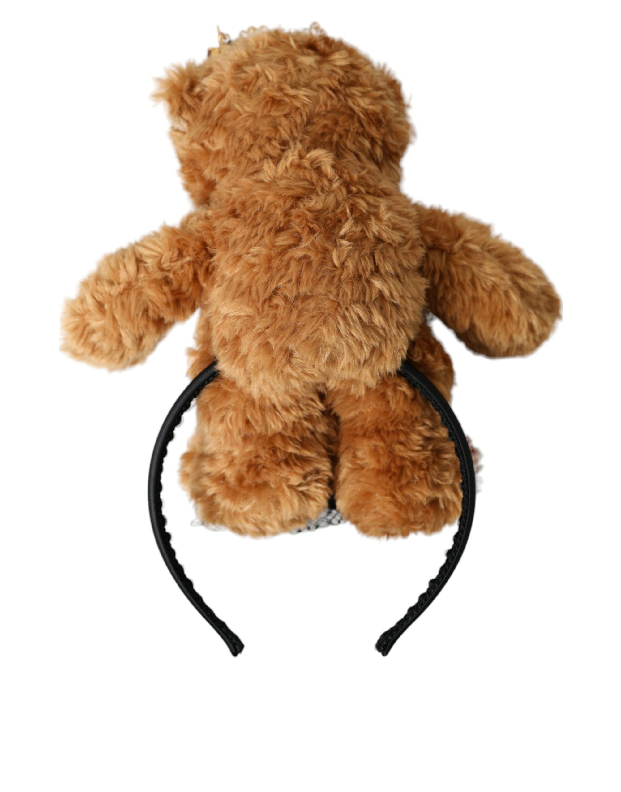 Dolce & Gabbana Dolce & Gabbana Brown Teddy Bear Gold Crystal Crown Hair Band Women's Diadem