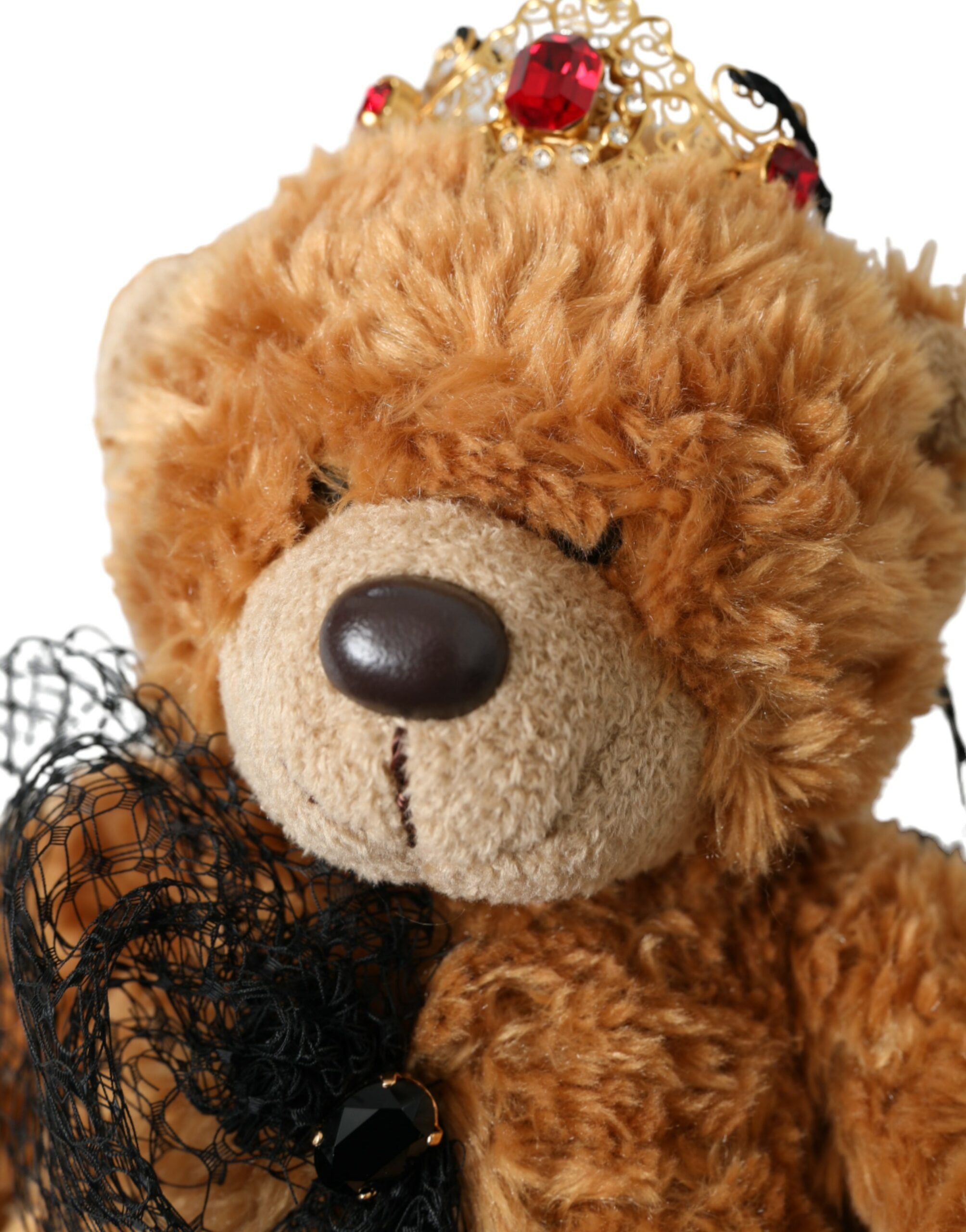 Dolce & Gabbana Dolce & Gabbana Brown Teddy Bear Gold Crystal Crown Hair Band Women's Diadem