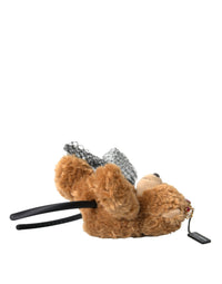 Dolce & Gabbana Dolce & Gabbana Brown Teddy Bear Gold Crystal Crown Hair Band Women's Diadem