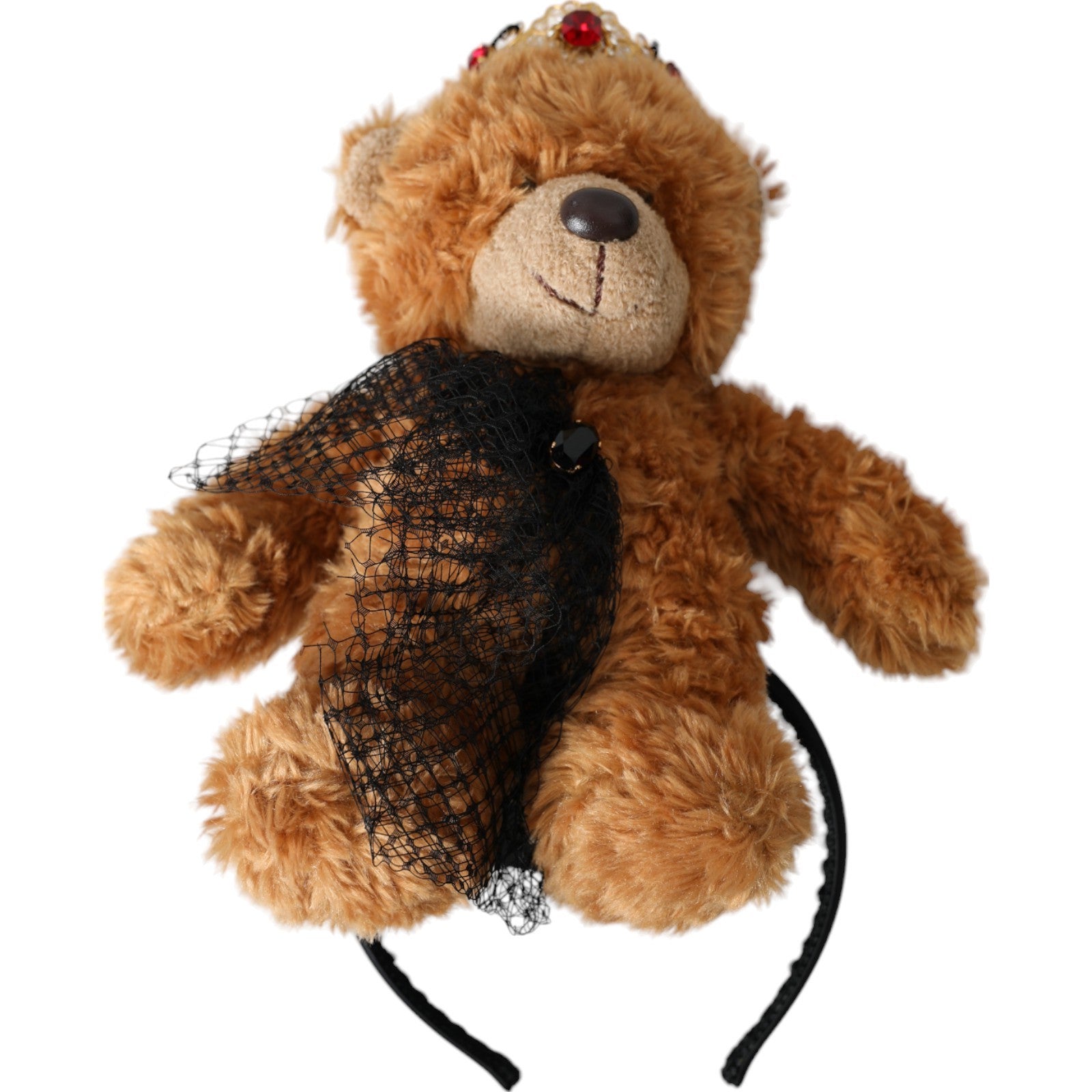 Dolce & Gabbana Dolce & Gabbana Brown Teddy Bear Gold Crystal Crown Hair Band Women's Diadem