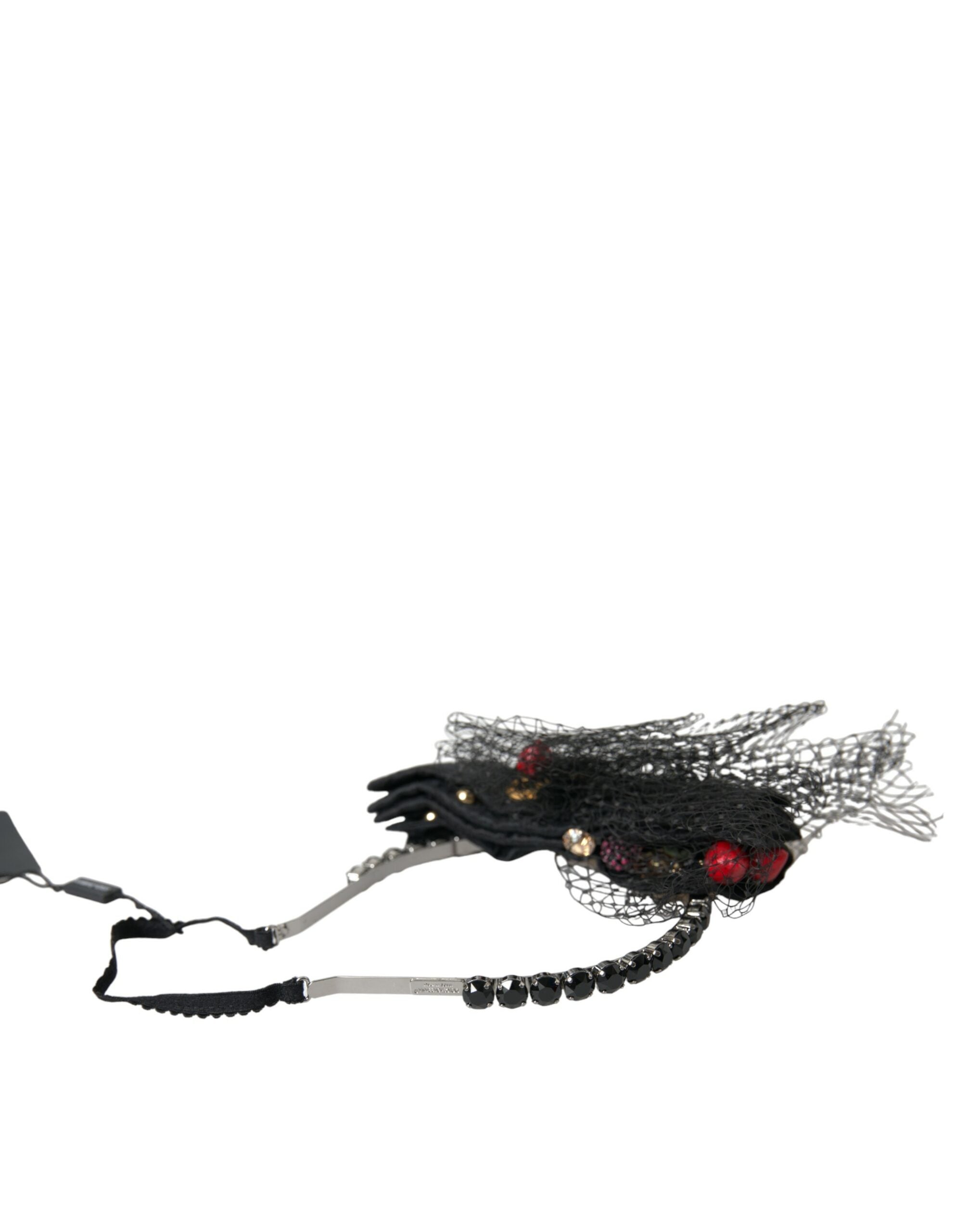 Dolce & Gabbana Dolce & Gabbana Black Strawberry Sicily Crystal Mesh Net Headband Women's Diadem