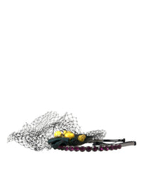 Dolce & Gabbana Black Lemons Sicily Purple Crystal Net Headband Women's Diadem